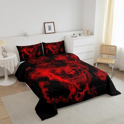Feelyou Skull Comforter Decor 3D Bedding Set Full Size for Adults Teens