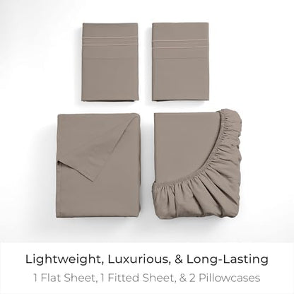 Mellanni Iconic 4-Piece Double-Brushed Microfiber Sheet Set (King, Tan)