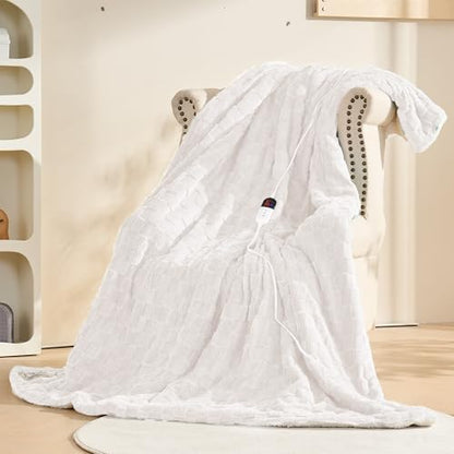 Heated Blanket Full 72" x 84", Checked Electric Blanket, Khaki