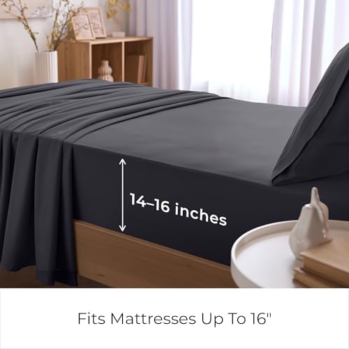 Mellanni Iconic 3-Piece, Ultra Soft Sheet Set (Twin XL, Charcoal)