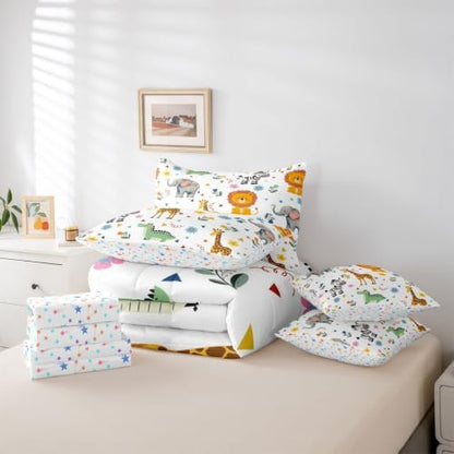 Erosebridal Wild Animals 7 Piece Comforter Set Queen Bed in A Bag