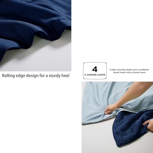 Zaizaihome Bamboo Viscose Comforter Set Twin Size 2 Pieces - Navy Blue