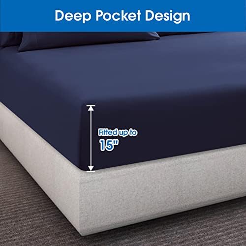 HOMEIDEAS Bed Sheets Set Extra Soft Brushed Microfiber 1800 Bedding Sheets - Deep Pocket, Wrinkle & Fade Free - 4 Piece(Full,Navy Blue)
