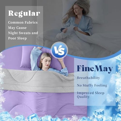 Cooling Comforter Queen Size for Hot Sleepers，90″x108″, Purple