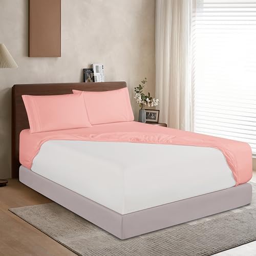 Elegant Comfort 1500 Premium Hotel Quality 18-24 Inches Deep - Extra Deep Pocket Single Fitted Sheet for High Mattress, Luxury and Softest, Smart Pocket - Wrinkle Free, Twin/Twin XL, Dusty Rose