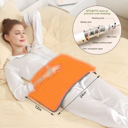 Heating Pad Electric Heat Pad, Hot Heated Pad,Multiple Temp and Timer Settings,Suitable for Shoulders, Neck, arms, Abdomen, Back, Legs, etc (Dusty Rose, 24"X12")