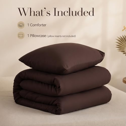 ROSGONIA Twin/Twin XL Comforter Set, Brown, 2pcs Soft Bedding Quilt