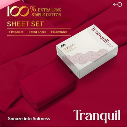 Mayfair Linen Egyptian Cotton Sheets King Size - Luxury 800 Series High Thread Count King Sheets (4 PC, Red), Soft Cooling 16" Deep Pocket Hotel Quality Bed Sheet Set - Tranquil Collection
