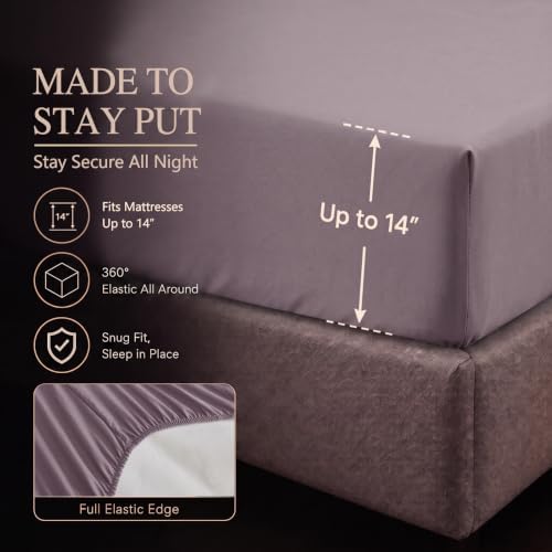 CozyLux King Comforter Set Dusty Purple, 7 Pieces Pintuck Bed in a Bag