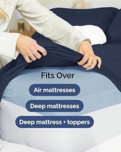 Extra Deep Flex Top Split Head King Sheet Set - 6pc Sheets - Navy Blue