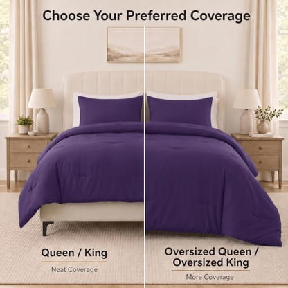 CozyLux Twin Comforter Set, 2 Pieces Down Alternative Bedding, Purple