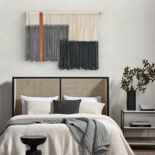 Macrame Wall Hanging Green Boho Fiber Art for Bedroom Room 27"W x 19"L