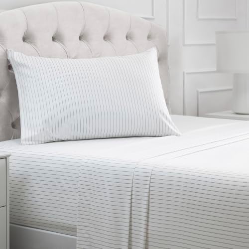 Mellanni Iconic 3-Piece, Ultra Soft Sheet Set (Twin, Pinstripe Gray)