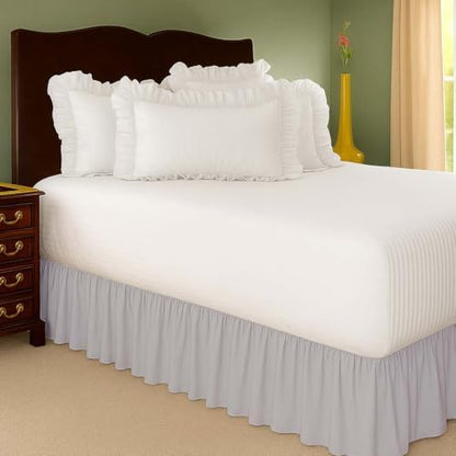 Mattress-Homes Ruffled Bed Skirt Split Corners with Platform, Tailored Fit Wrinkle Free Ultra-Soft Microfiber Dust Ruffle, Full 21" Drop, Light Grey