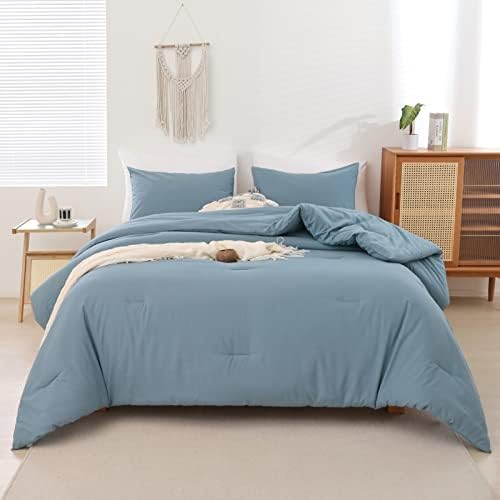 ROSGONIA Super King Plus Comforter, Dusty Blue, 128x120 Soft Bedding Quilt