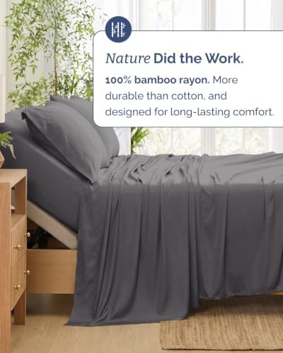 100% Rayon Derived from Bamboo Sheets - Split Head King - Dark Grey
