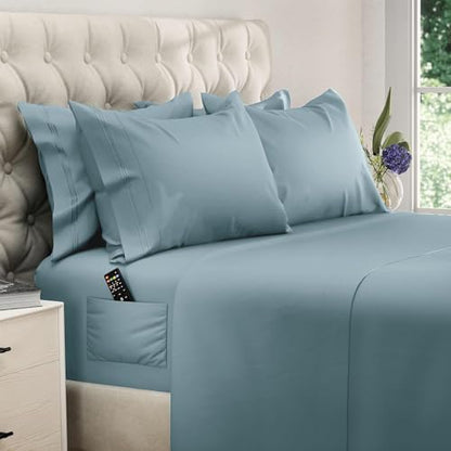 DREAMCARE California King Sheet Sets - 6 pcs Breathable Cooling Sheets