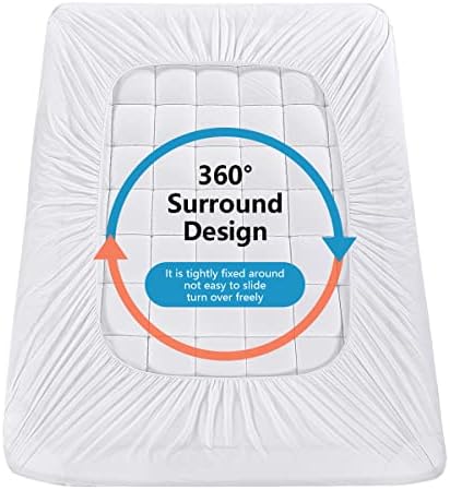 Queen Mattress Pad Cover Cooling Mattress Topper Pillow Top with Down Alternative Fill (8-21” Fitted Deep Pocket Queen Size) White