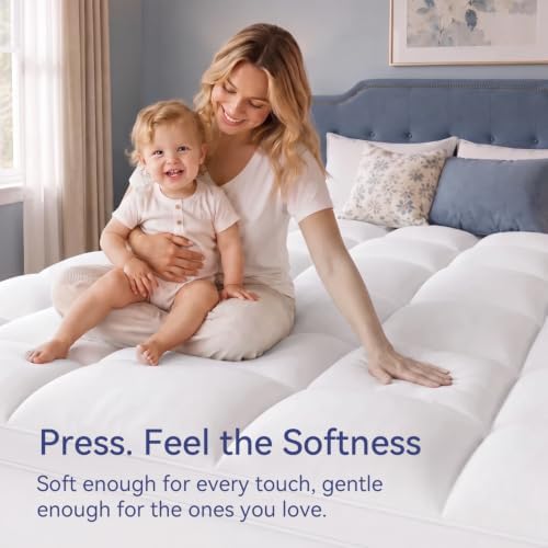 ELEMUSE Full XL Mattress Topper, Thick Pillow Top Bed Topper Mattress Pad