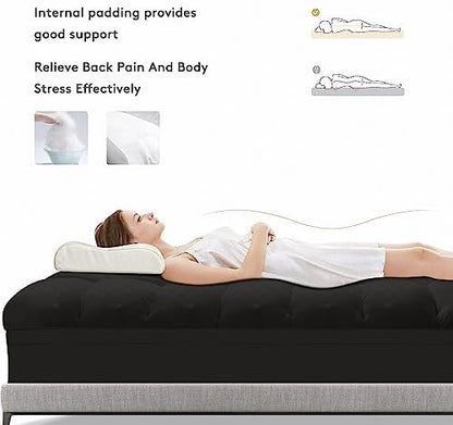 SameBed Mattress Topper Twin,Extra Thick Mattress Pad Cover for Back Pain,Cooling Mattress Protector with 8-21 Inch Deep Pocket,Overfilled Down Alternative Filling,Black