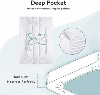 SameBed Mattress Topper Twin,Extra Thick Mattress Pad Cover for Back Pain,Cooling Mattress Protector with 8-21 Inch Deep Pocket,Overfilled Down Alternative Filling,White