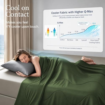 Cooling Comforter for Hot Sleepers, Queen 90x90, Forest Green