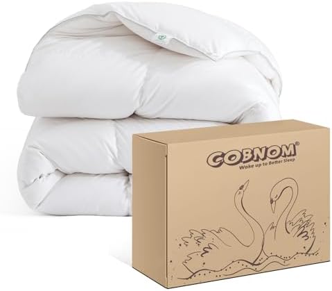 Feather Down Duvet Insert Oversized Queen, 100% Organic Cotton White