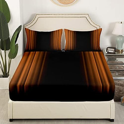 Feelyou Abstract Ombre Bed Sheets Kids Teens Brown and Black Bedding Set Room Decor 3Pcs Full Size