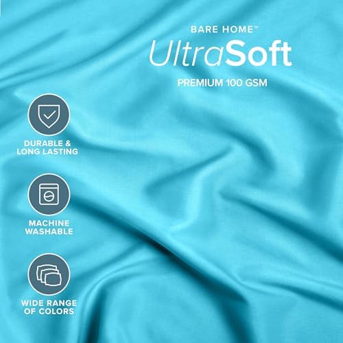 Bare Home Queen Fitted Sheet - 1800 Ultra-Soft (Queen, Aqua)