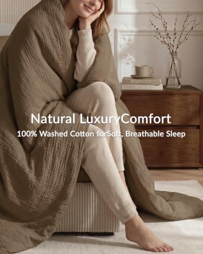 SE SOFTEXLY Muslin Duvet Cover Queen Size, 100% Washed Cotton Duvet Cover Set, Ultra Soft Comforter Cover Linen Like, 3 Pieces Minimalist Gauze Duvet Cover with 2 Pillowcases, 80"x90", Dark Brown