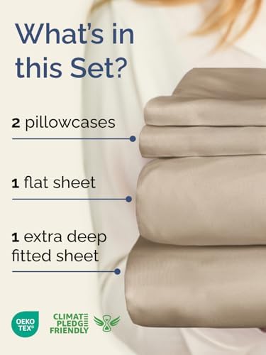 Extra Deep Queen Sheet Set - 4 Piece Breathable, Cooling Bed Sheets - Cream