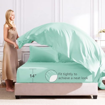 CozyLux King Comforter Set 102"x90" Mint Green - 7 Piece Bed in a Bag