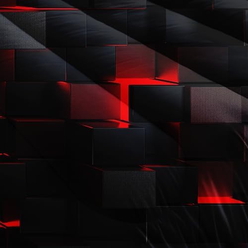 Nttopship Neon Red and Blue Comforter Set Twin Geometric Kids Bedding Set,3 PCS Geometry Honeycomb Bed Set Modern Quilt Set 1 Comforter 2 Pillow Cases Cool Room Decor All Season B-Side Black