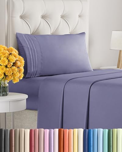 Twin Size 3 Piece Sheet Set - Ultra Soft & Cooling Sheets - French Violet