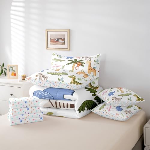 Feelyou Zoo Animals 7 Piece Bedding Set for Kids