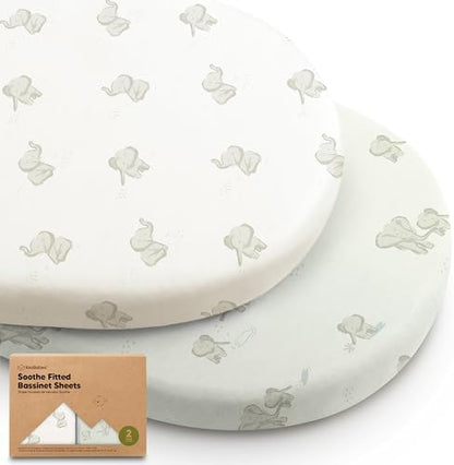 2-pk Organic Baby Bassinet Sheets Boys, Girls, Bassinet Fitted Sheet (Elly)