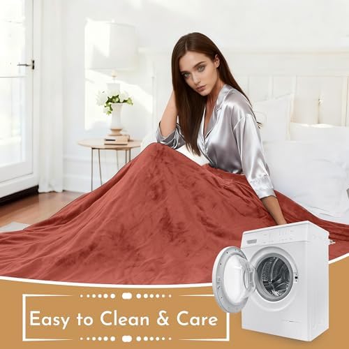 Electric Heated Blanket 84"x90" Queen Size, Brick Red