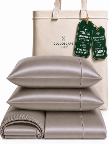 CLOUDSCAPE LINEN Millennium Series 100% Egyptian Cotton Sheets King,Taupe