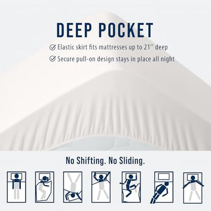 OLANLY California King Quilted Fitted Mattress Pad, 72" x 84", Off White