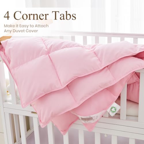 Baby/Toddler/Travel/Crib Goose Down Comforter Duvet/Blanket Multifunctional,100% Organic Cotton & Washable Unisex Kids,All Season,Pink 33x43inchs