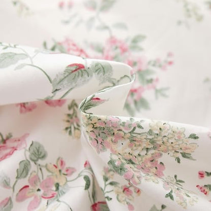 VM VOUGEMARKET Girl's Pink Flower Duvet Cover Set, Twin, 100% Cotton