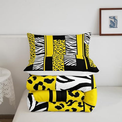 Feelyou Leopard Cheetah Animal Comforter Set Twin Size Girls Boys Kids