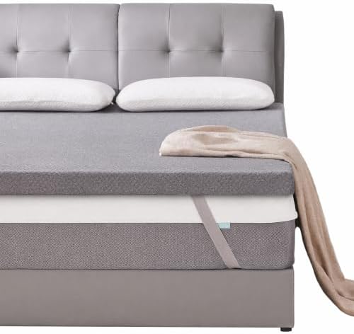 SINWEEK 2 Inch Gel Memory Foam Mattress Topper King Size, Pad for Back Painwith Removable Soft Cover, CertiPUR-US Certified,Grey