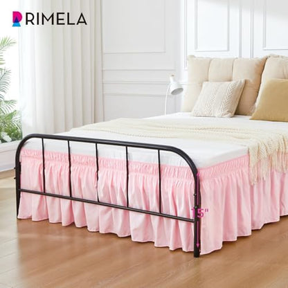 RIMELA Bed Skirt with Split Corners, Queen, 15 Inch Drop, Pink