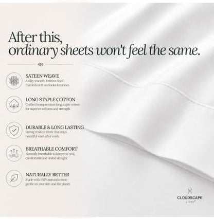 Cloud Scape Millennium Series White 100% Egyptian Cotton Sheet Calking Size