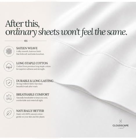 Cloud Scape Millennium Series White 100% Egyptian Cotton Sheet Full Size