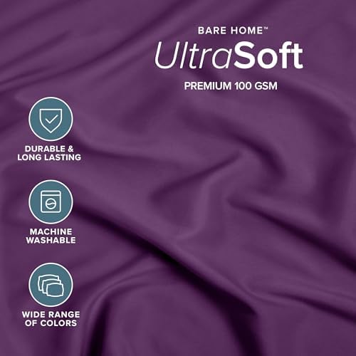 Bare Home King Fitted Sheet - 1800 Ultra-Soft (King, Plum)