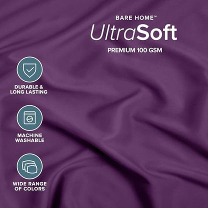 Bare Home King Fitted Sheet - 1800 Ultra-Soft (King, Plum)