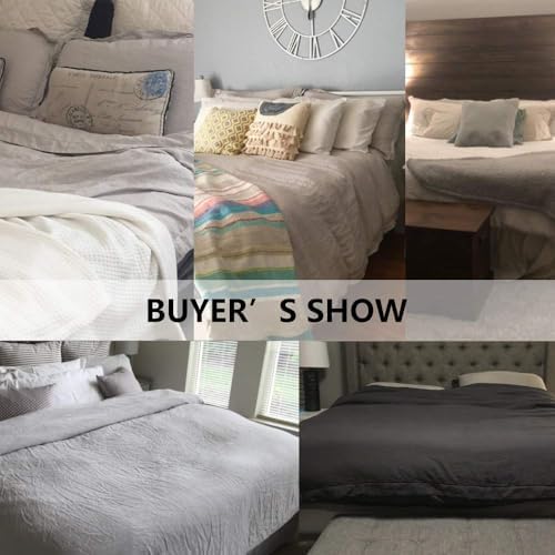 Simple&Opulence 100% French Linen Duvet Cover Set with Embroidered,3 Pcs Washed Soft Farmhouse Bedding Set with Button Closure,1 Comforter Cover and 2 Pillowshams(King,Grey)