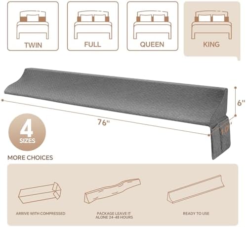 EUHAMS King Bed Wedge Pillow for Headboard, Mattress Gap Filler 0-7 Inches